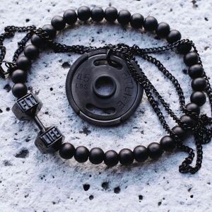 Fit life SILVER DUMBBELL BRACELET For Men